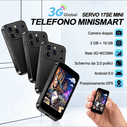 Mini telefono smartphone nero